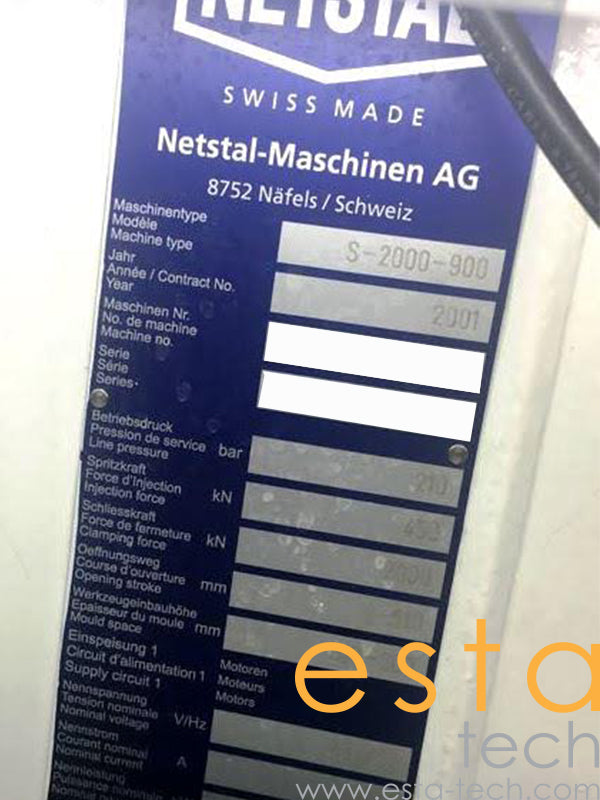 NETSTAL SYNERGY 2000/900 (YR 2001) Used Plastic Injection Moulding Machine
