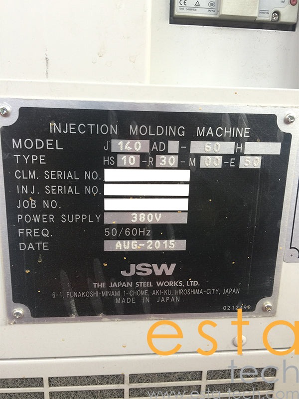 JSW J140AD-60H (YR 2015) Used All Electric Plastic Injection Moulding Machine