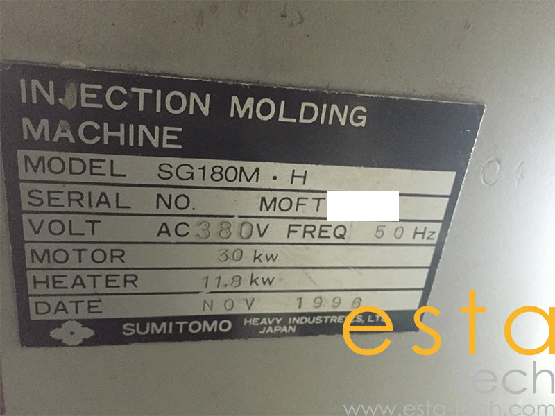 SUMITOMO SG180M (YR 1996) Used Plastic Injection Moulding Machine
