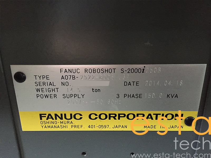 FANUC S-2000I250B (YR 2014) Used All Electric Plastic Injection Moulding Machine