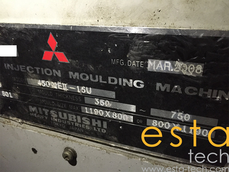 MITSUBISHI 450MEII-15U (Yr 2008) Used Plastic Injection Moulding Machine