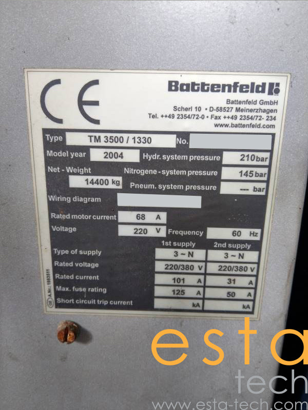 BATTENFELD TM3500/1330 (YR 2004) Used Plastic Injection Moulding Machine