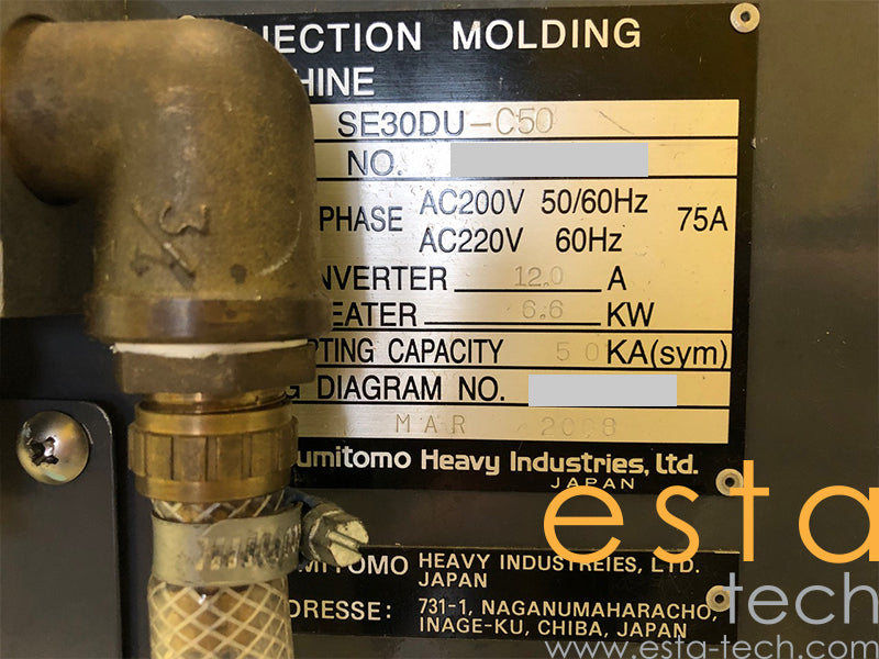 SUMITOMO SE30D-C50 (YR 2008) Used All Electric Plastic Injection Moulding Machine
