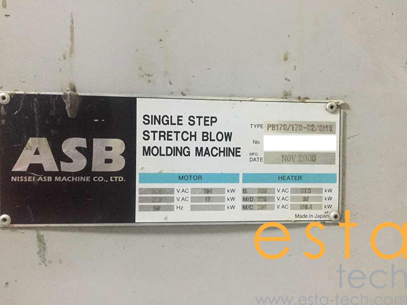 NISSEI ASB PB 170/170-32/8MII (YR 2003) Used Single Stretch Blow Moulding Machine