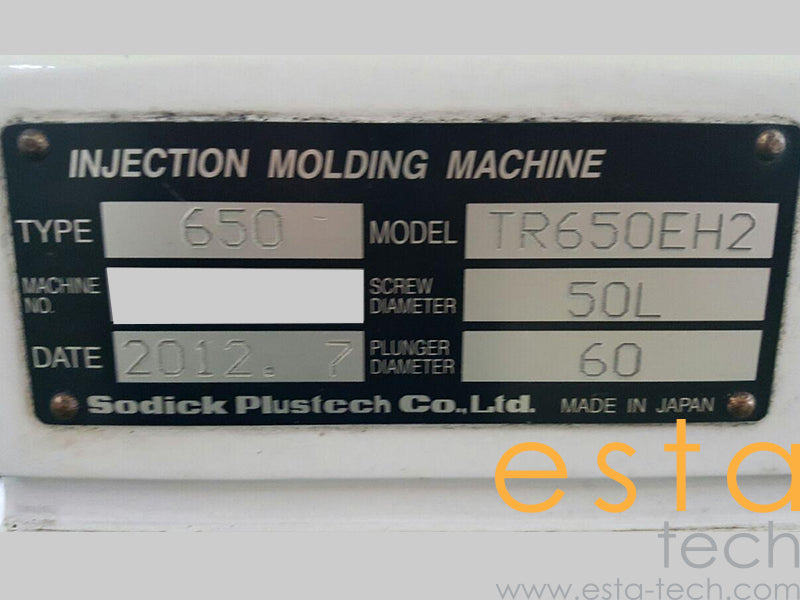 SODICK TR650EH2 (YR 2012) Used Hybrid Injection Moulding Machine
