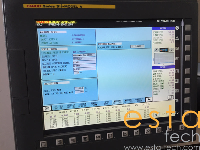 FANUC S-2000I250B (YR 2014) Used All Electric Plastic Injection Moulding Machine
