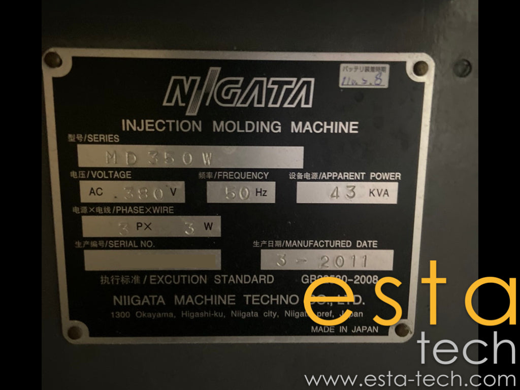 NIIGATA MD350W (YR 2011) Used All Electric Plastic Injection Moulding Machine for sale