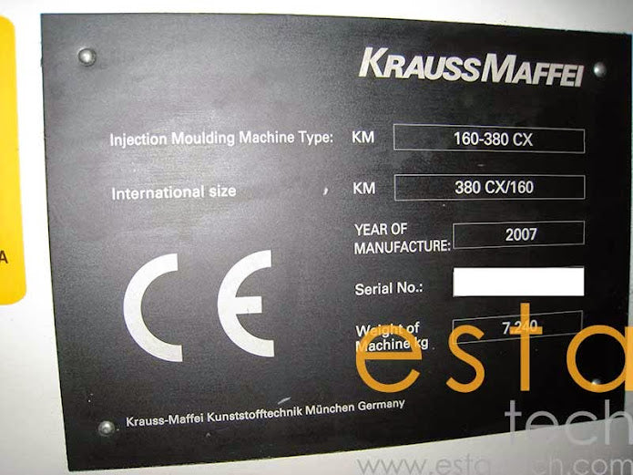 KRAUSS MAFFEI KM160-380CX (YR 2007) Used Plastic Injection Moulding Machine