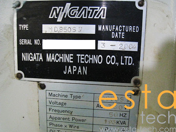 NIIGATA MD850S-IV (YR 2004) Used Plastic Injection Moulding Machine