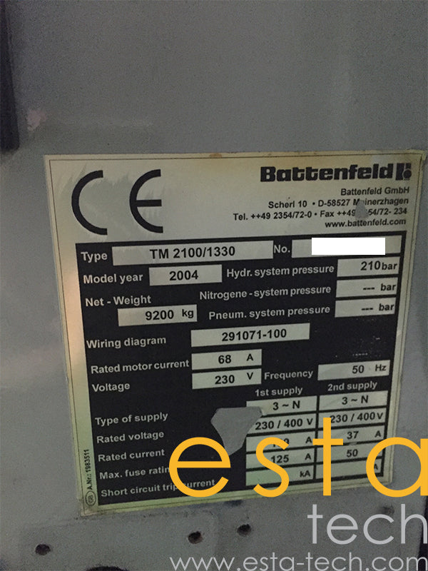BATTENFELD TM2100-1330 (YR 2004) Used Plastic Injection Moulding Machine