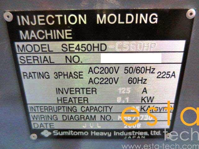 Sumitomo SE450HD-C560HP (YR 2008) Used High-Speed All Electric Plastic Injection Moulding Machine