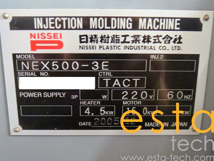 Nissei NEX500-3E (YR 2005) Used All Electric Plastic Injection Moulding Machine