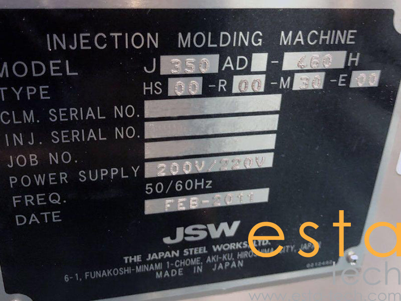 JSW J350AD-460H (YR 2011) Used All Electric Plastic Injection Moulding Machine