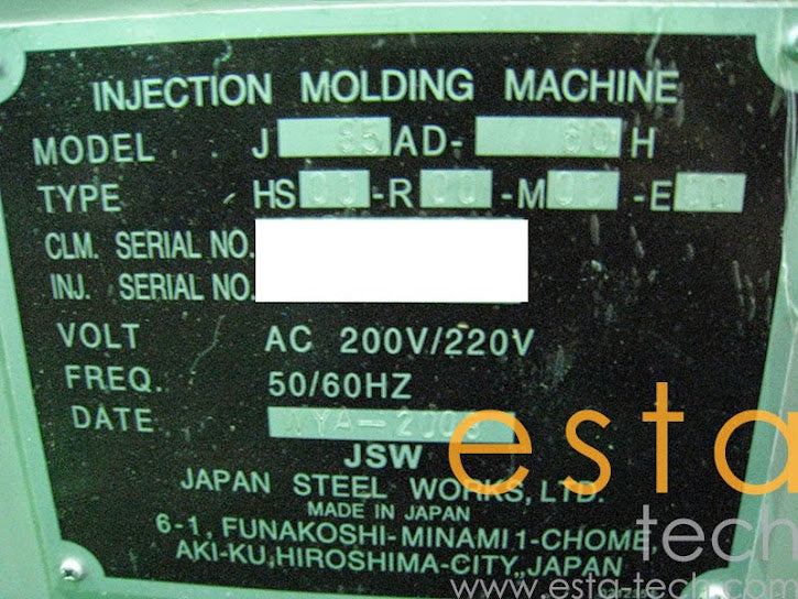 JSW J85AD-60H (YR 2008) Used Plastic Injection Moulding Machine