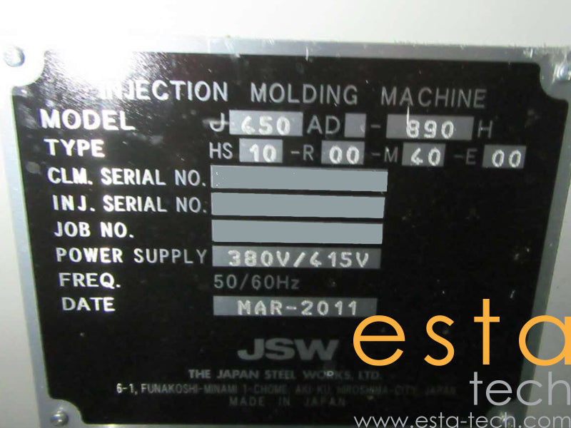JSW J450AD-890H (YR 2011) Used All Electric Plastic Injection Moulding Machine