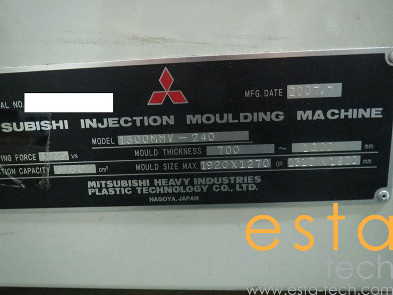 MITSUBISHI 1300MMV-240 (YR 2007) Used Plastic Injection Moulding Machine