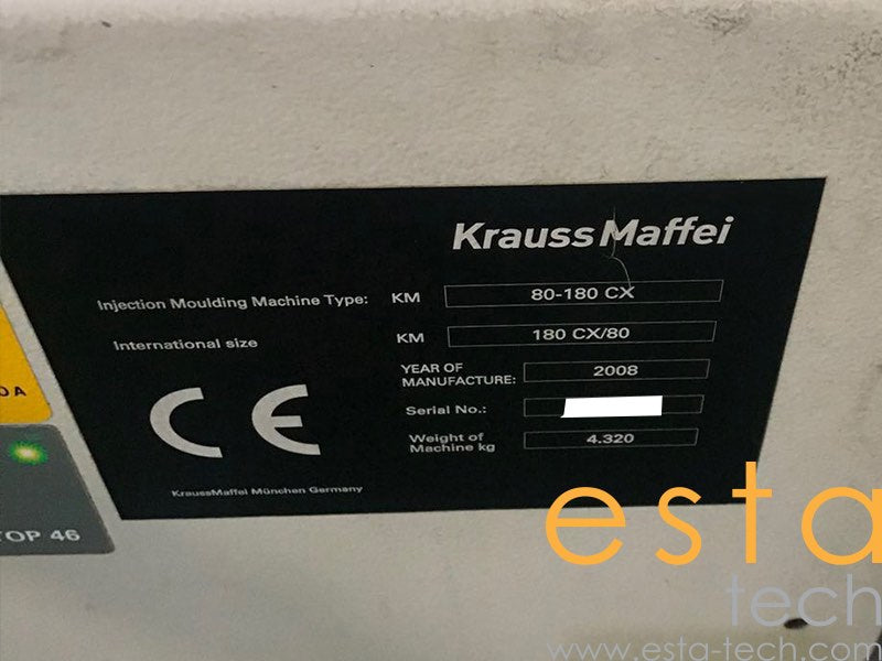 KRAUSS MAFFEI 80-180CX (YR 2008) Used Plastic Injection Moulding Machine