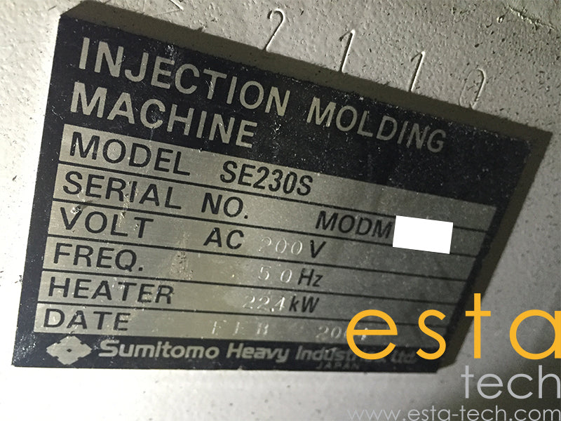 SUMITOMO SE230S (YR 2003 & 2004) Used All Electric Plastic Injection Moulding Machines