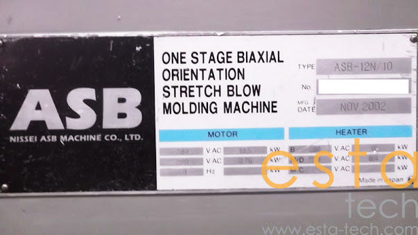 NISSEI ASB-12N/10 (YR 2002) Used Single Step Injection Stretch Blow Moulding Machine