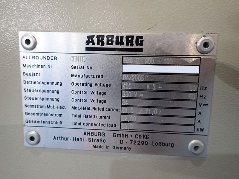 ARBURG, KRAUSS MAFFEI & BATTENFELD (YR 1995 - 2010) Used Plastic Injection Moulding Machine